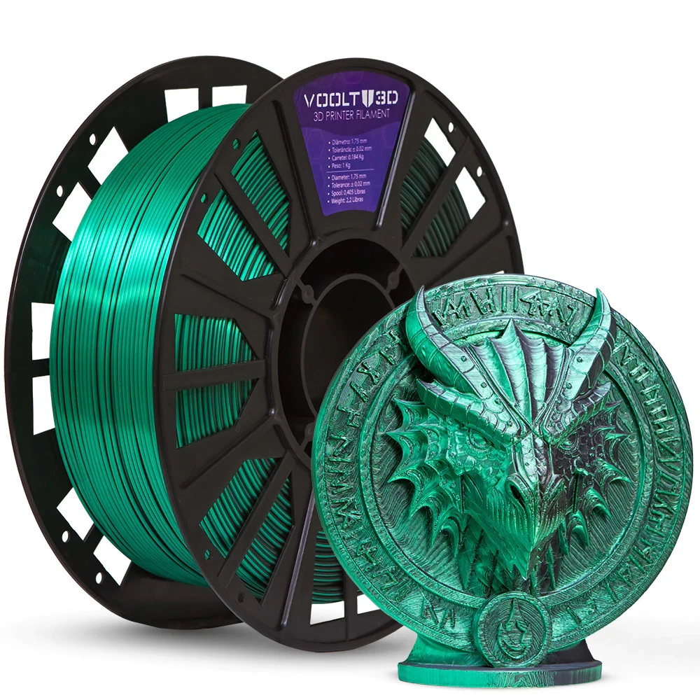 Filamento PLA Duo Color Shadow Verde com Preto V-Silk 1kg
