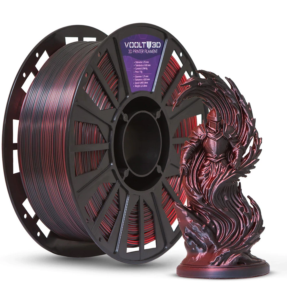 PLA Duo Color Shadow Vermelho com Preto V-Silk 1kg