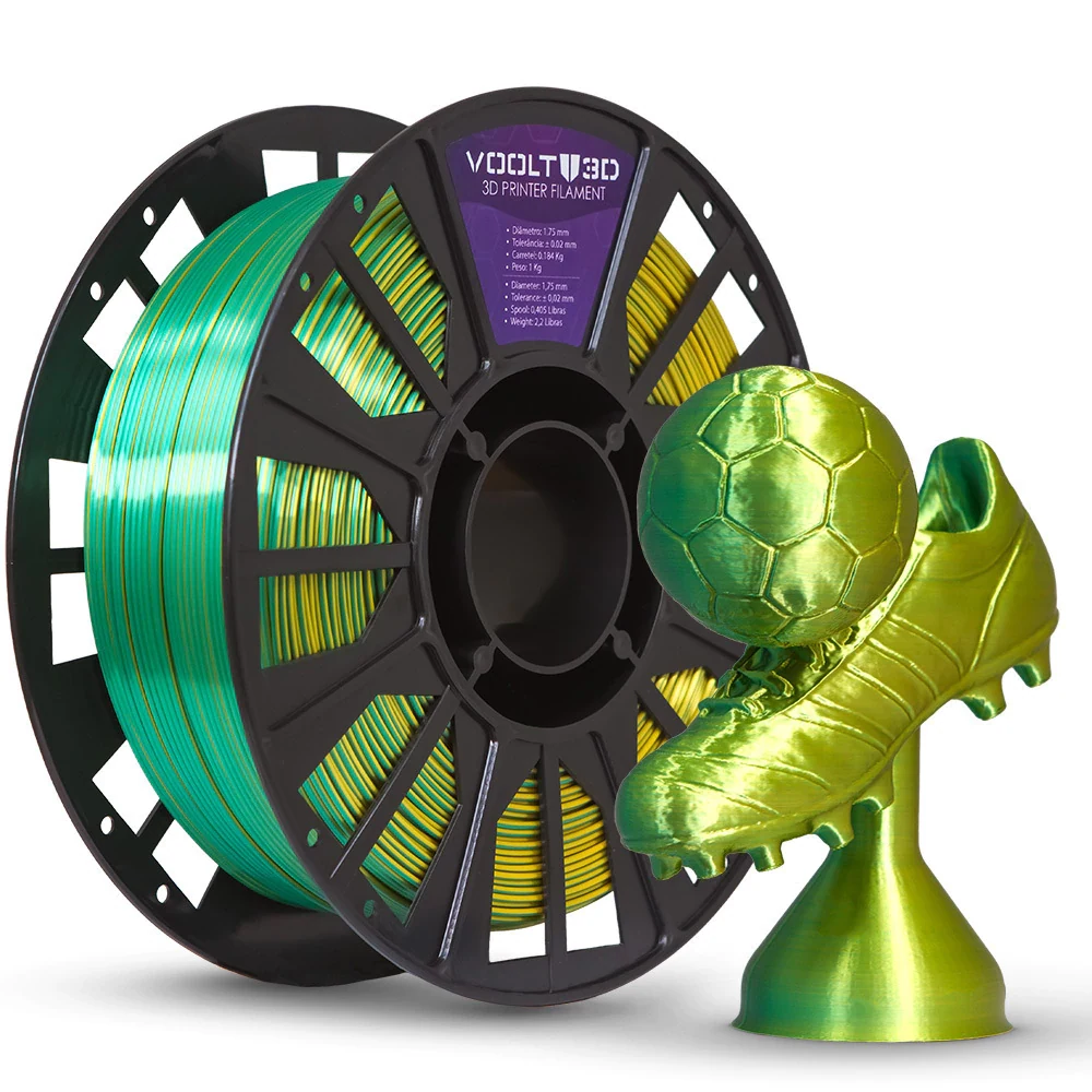 PLA Duo Color Shadow Dourado com Verde V-Silk 1kg