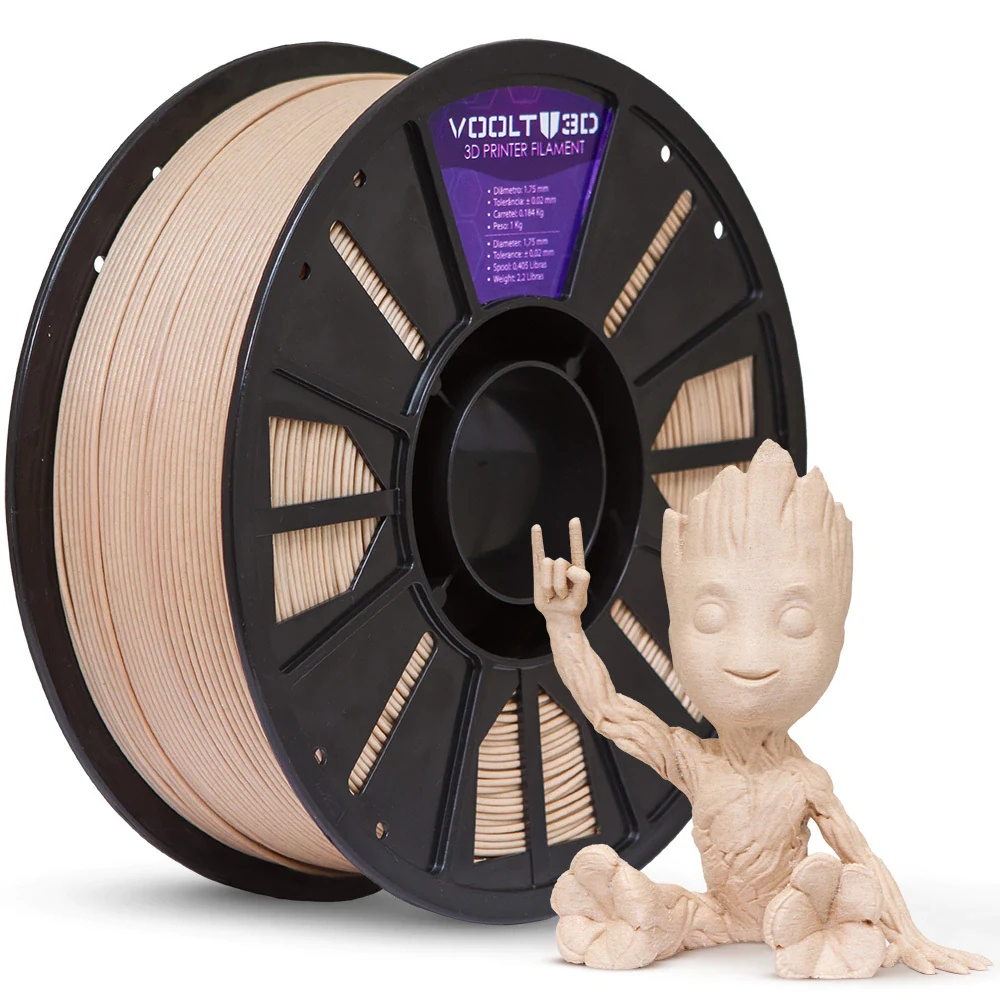Rolo PLA Pinus Wood - PLA com particulas de Madeira 1kg Alta Performance